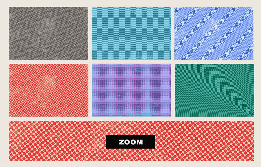 12个复古半色调半调图片照片杂志印刷特效JPG叠加图案素材 12 Halftone Overlay Textures , sucaiwan.com