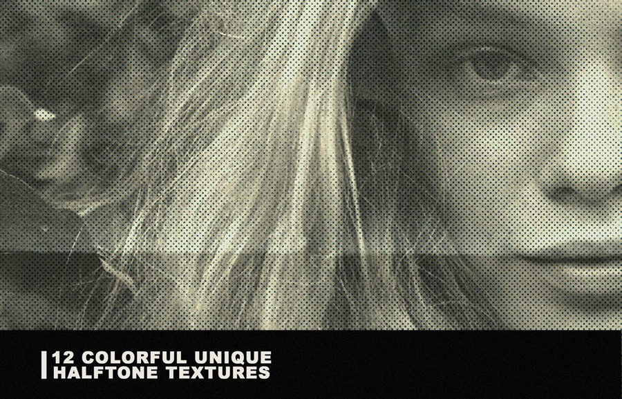 12个复古半色调半调图片照片杂志印刷特效JPG叠加图案素材 12 Halftone Overlay Textures , sucaiwan.com