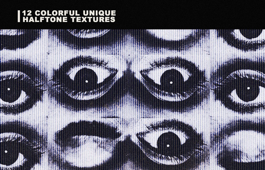 12个复古半色调半调图片照片杂志印刷特效JPG叠加图案素材 12 Halftone Overlay Textures , sucaiwan.com