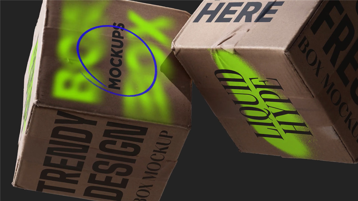 AE模板：复古做旧抽象3D艺术瓦楞纸盒动态文字标题排版 , sucaiwan.com