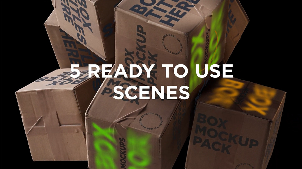 AE模板：复古做旧抽象3D艺术瓦楞纸盒动态文字标题排版 , sucaiwan.com