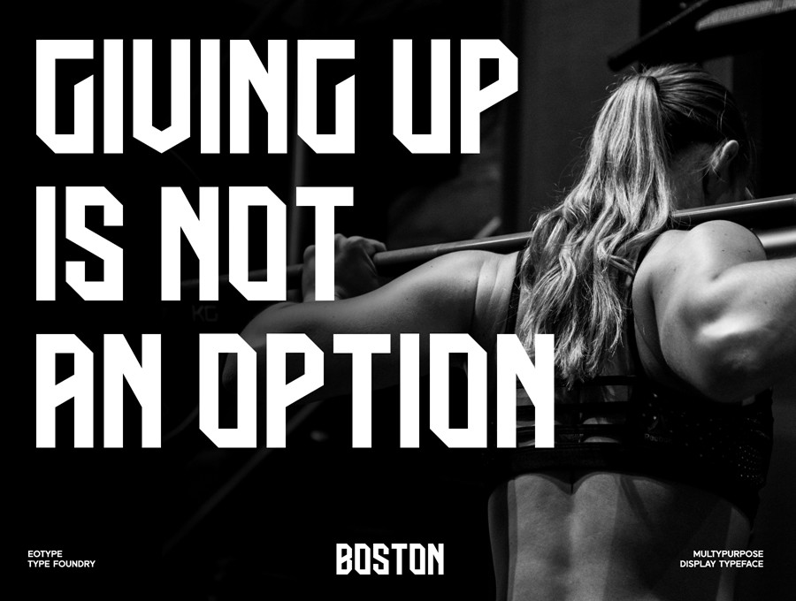 现代几何风斜角杂志海报标题Logo徽标设计PSAI无衬线英文字体安装包 Boston – Dispaly Typeface 设计素材 sucaiwan.com