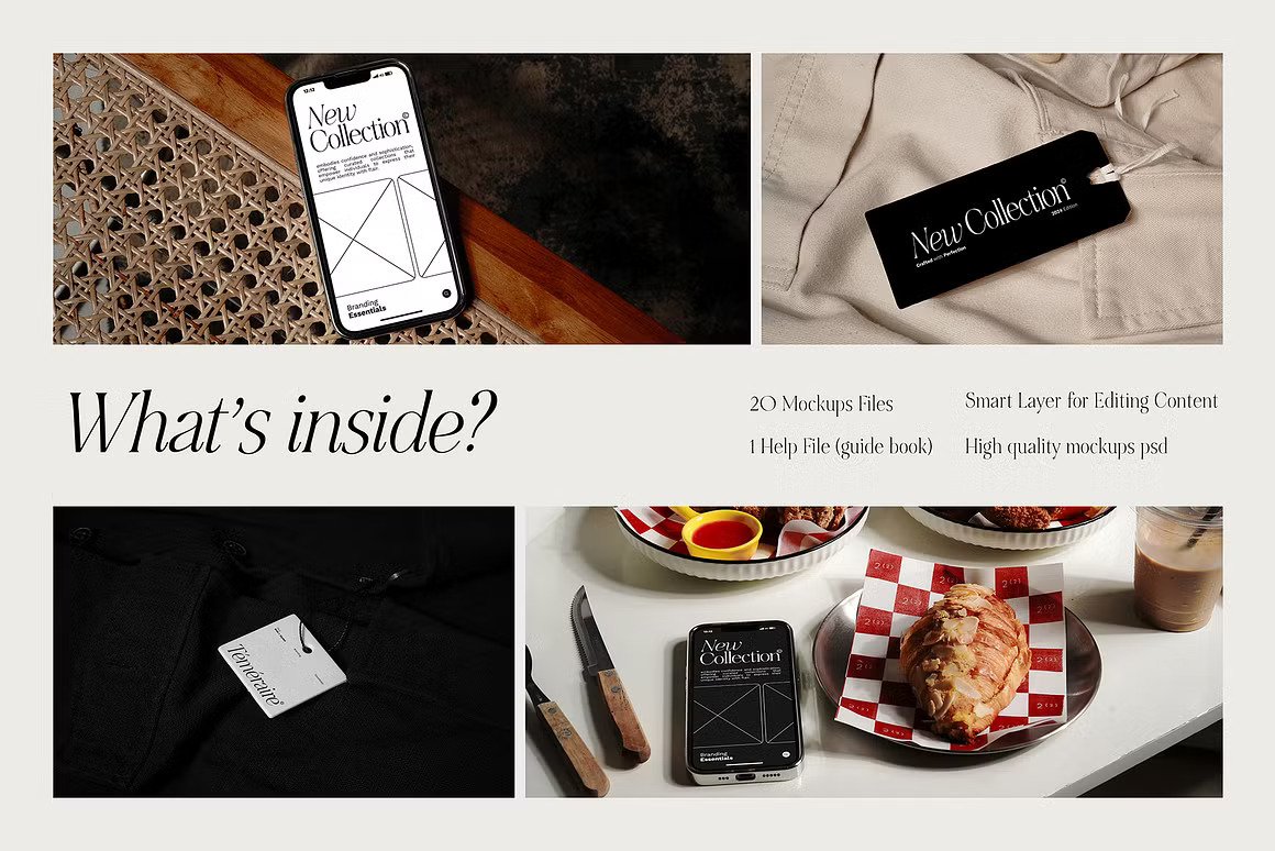 20款优雅品牌VI设计MacBook电脑iPhone手机画册服装吊牌展示Ps贴图效果图样机模板 KALA Mockup Collection 样机素材 sucaiwan.com