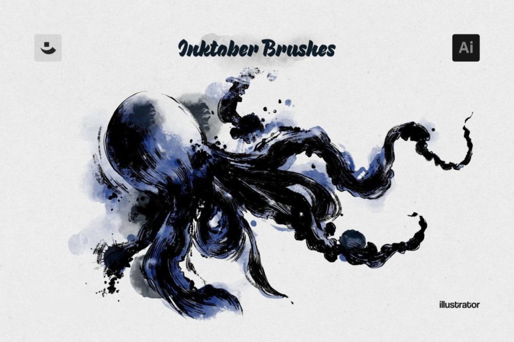 11款真实水墨墨水飞溅绘画效果AI矢量笔刷画笔设计素材 Inktober Illustrator Brushes 笔刷资源 第1张-素材湾丨精选海外优质设计素材资源 11款真实水墨墨水飞溅绘画效果AI矢量笔刷画笔设计素材 Inktober Illustrator Brushes 笔刷资源 sucaiwan.com