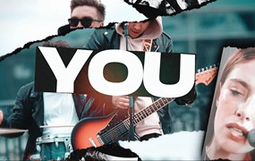 FCPX插件:创意摇滚乐队风格纸质撕纸转场过渡开场片头