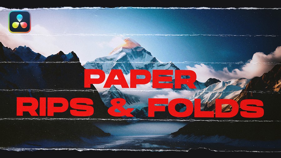 达芬奇模板：15种复古纸张撕开折叠转场过渡Paper Rips & Folds Transitions | DaVinci Resolve 影视音频 sucaiwan.com