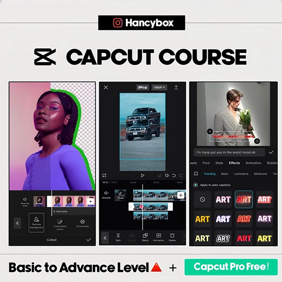 剪映课程：高级蒙版关键帧文本动画滤镜和颜色分级视频增强剪辑课程Capcut full course + Short form mastery 设计教程 sucaiwan.com