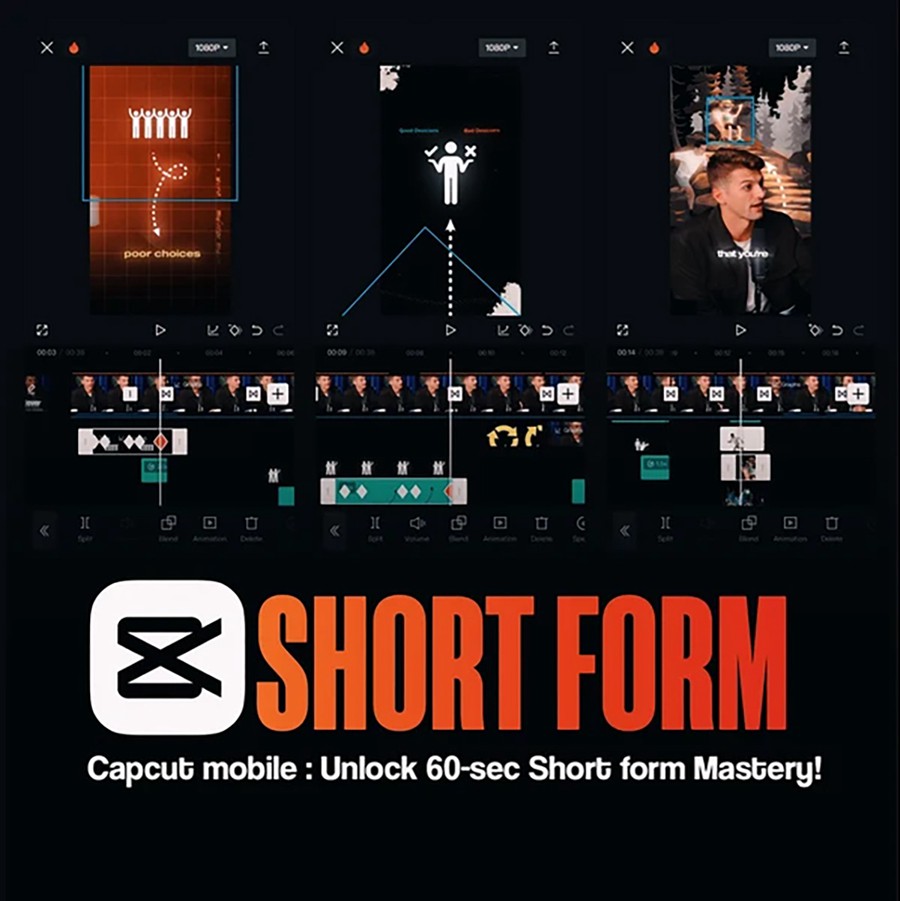 剪映课程：高级蒙版关键帧文本动画滤镜和颜色分级视频增强剪辑课程Capcut full course + Short form mastery 设计教程 sucaiwan.com