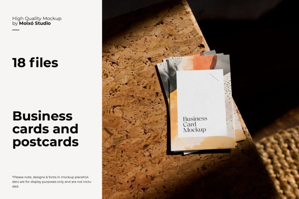 18款时尚品牌Logo设计商务名片卡片明信片展示效果图PSD样机模板 Business Cards and Postcards Bundle 样机素材 sucaiwan.com