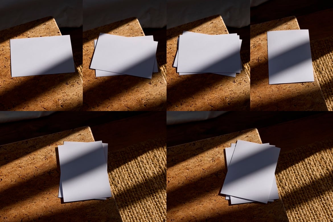 18款时尚品牌Logo设计商务名片卡片明信片展示效果图PSD样机模板 Business Cards and Postcards Bundle 样机素材 sucaiwan.com