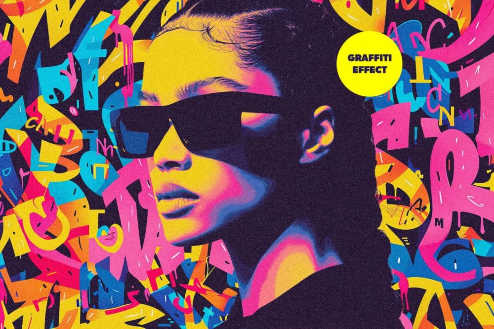 前卫涂鸦拼贴多彩照片效果PS特效滤镜样机模板素材 Graffiti Collage Photo Effect 插件预设 sucaiwan.com