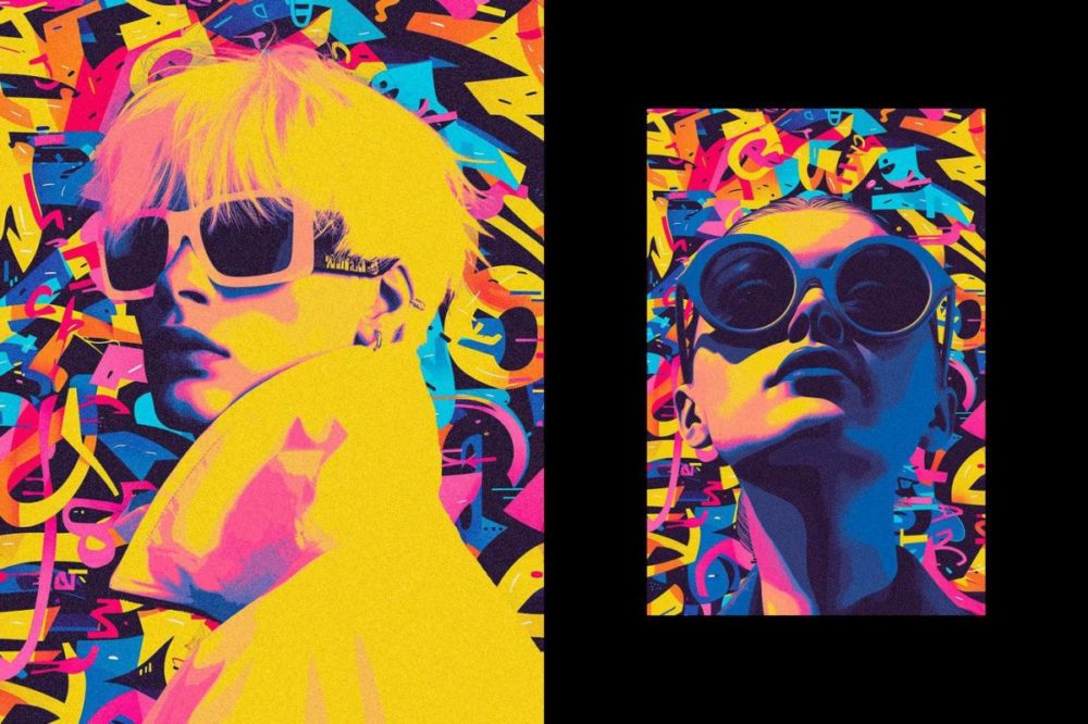 前卫涂鸦拼贴多彩照片效果PS特效滤镜样机模板素材 Graffiti Collage Photo Effect 插件预设 sucaiwan.com