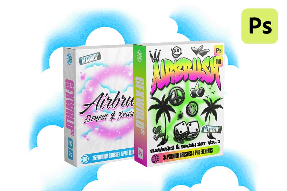 59款复古涂鸦趣味星芒爱心插画喷漆手绘风格情人节喷漆元素+PS笔刷套件 AIRBRUSH ELEMENTS & BRUSH KIT (VOL.1+VOL.2) 笔刷资源 第1张-素材湾丨精选海外优质设计素材资源 59款复古涂鸦趣味星芒爱心插画喷漆手绘风格情人节喷漆元素+PS笔刷套件 AIRBRUSH ELEMENTS & BRUSH KIT (VOL.1+VOL.2) 笔刷资源 sucaiwan.com