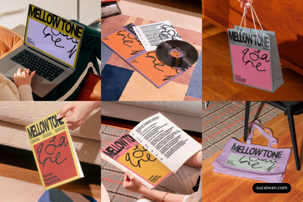 7款专业欧美风MacBook电脑iPhone手机手提袋画册名片唱片VI贴图PSD样机模板 Bendito.Mockup – Branding Mockup Collection 06 样机素材 sucaiwan.com