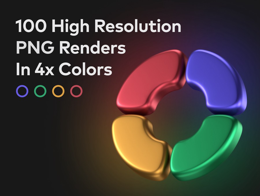 100款未来科幻赛博朋克Y2K艺术酸性3D立体金属抽象几何图形图标设计素材 Abstract Metallic 3D Icons 图标素材 sucaiwan.com