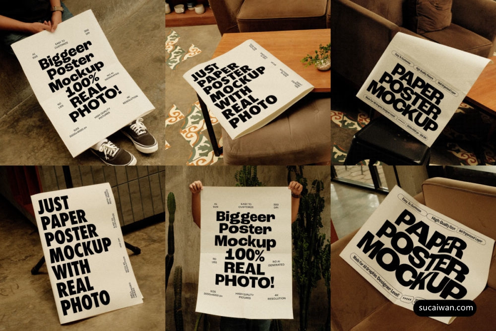 8款极简大型海报宣传单页招贴设计展示效果图PS智能贴图样机模板素材 MartypeCo – Big Poster Mockup Vol 1 样机素材 sucaiwan.com