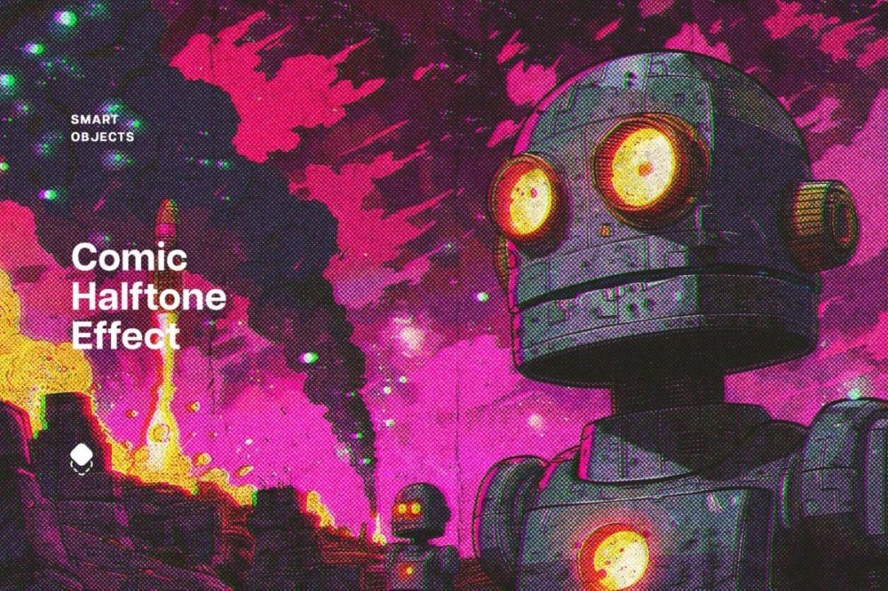 复古漫画半色调Riso印刷打印照片效果PS特效样机素材 Retrofuturistic Comic Halftone Photo Effect 插件预设 sucaiwan.com