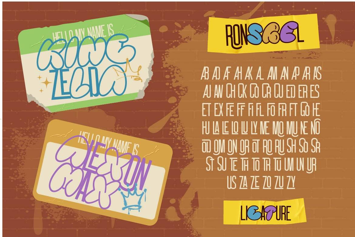 现代时尚品牌街头服饰徽标设计无衬线英文字体安装包 Ronsbel 设计素材 sucaiwan.com