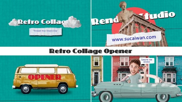 AE模板:复古美学拼贴艺术纸张纹理彩色相框氛围定格动画开场片头模板 Retro Collage Opener , 第1张-素材湾丨精选海外优质设计素材资源 AE模板:复古美学拼贴艺术纸张纹理彩色相框氛围定格动画开场片头模板 Retro Collage Opener , sucaiwan.com
