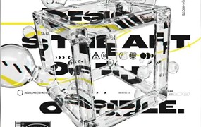 AE模板:110个抽象透明Y2K气泡液体流体玻璃扭曲几何透明玻璃效果元素动画资产