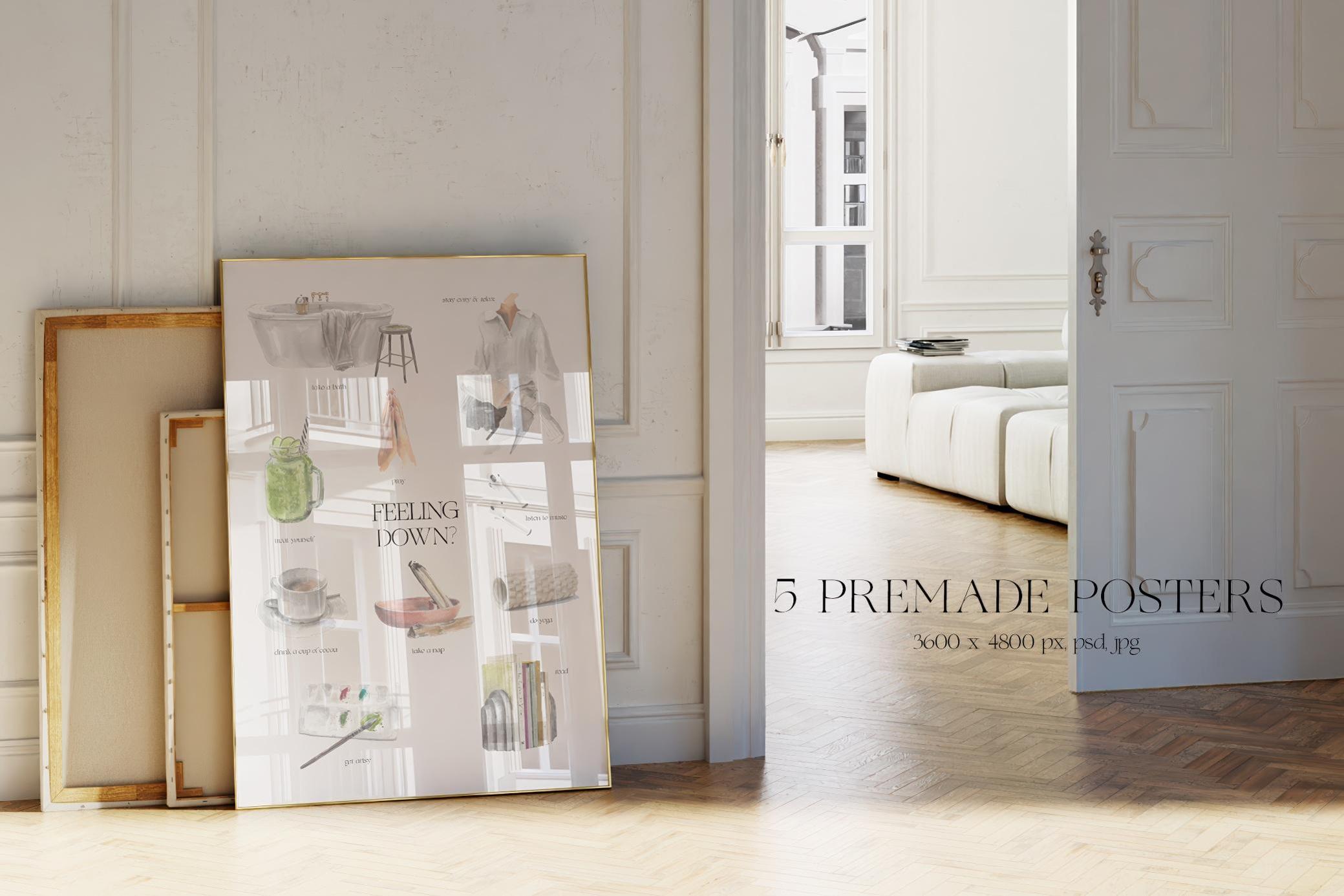 300个水彩插画风格产品包装几何图形渐变颗粒背景图封面设计素材套装 Self-Care Aesthetic — Mixed Media Collection 图片素材 sucaiwan.com