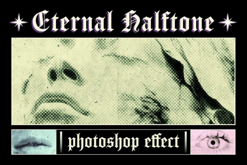 复古半色调Riso印刷照片效果PSD特效样机模板 Eternal Halftone Photo Effect 插件预设 sucaiwan.com