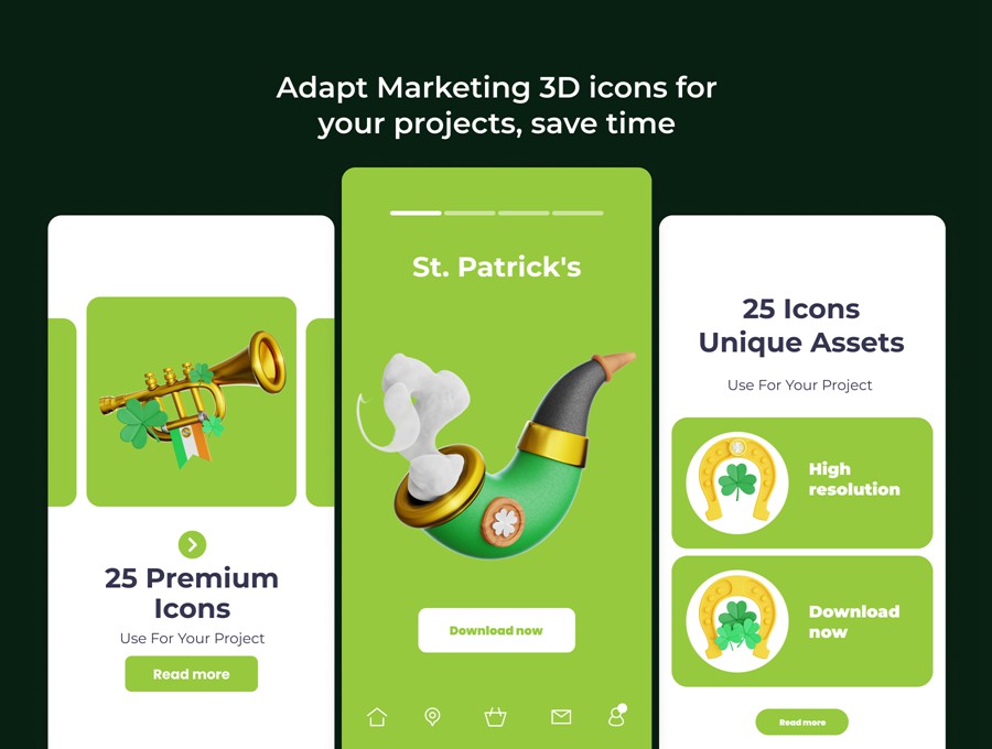 25款英伦圣帕特里克节爱尔兰风3D立体图标Icons设计Blender/OBJ/PNG格式素材 St. Patrick’s Day 3D Illustration Pack 图标素材 第3张-素材湾丨精选海外优质设计素材资源 25款英伦圣帕特里克节爱尔兰风3D立体图标Icons设计Blender/OBJ/PNG格式素材 St. Patrick’s Day 3D Illustration Pack 图标素材 sucaiwan.com