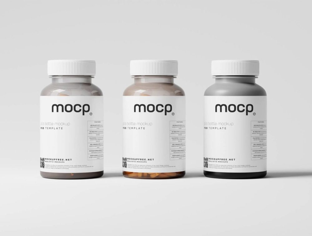 10款逼真药物透明塑料包装瓶设计效果图PS展示贴图样机模板素材 Pill Bottle Mockup Set 样机素材 第3张-素材湾丨精选海外优质设计素材资源 10款逼真药物透明塑料包装瓶设计效果图PS展示贴图样机模板素材 Pill Bottle Mockup Set 样机素材 sucaiwan.com