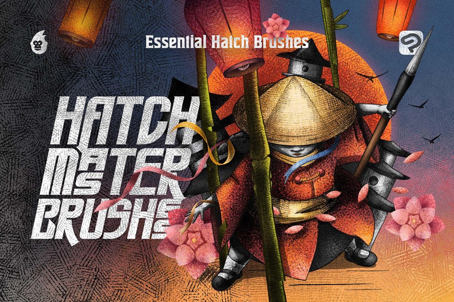 10款中国风手绘插画点状颗粒阴影Clip Studio Paint笔刷画笔设计素材 Hatch Master Brushes for Clip Studio Paint 笔刷资源 sucaiwan.com