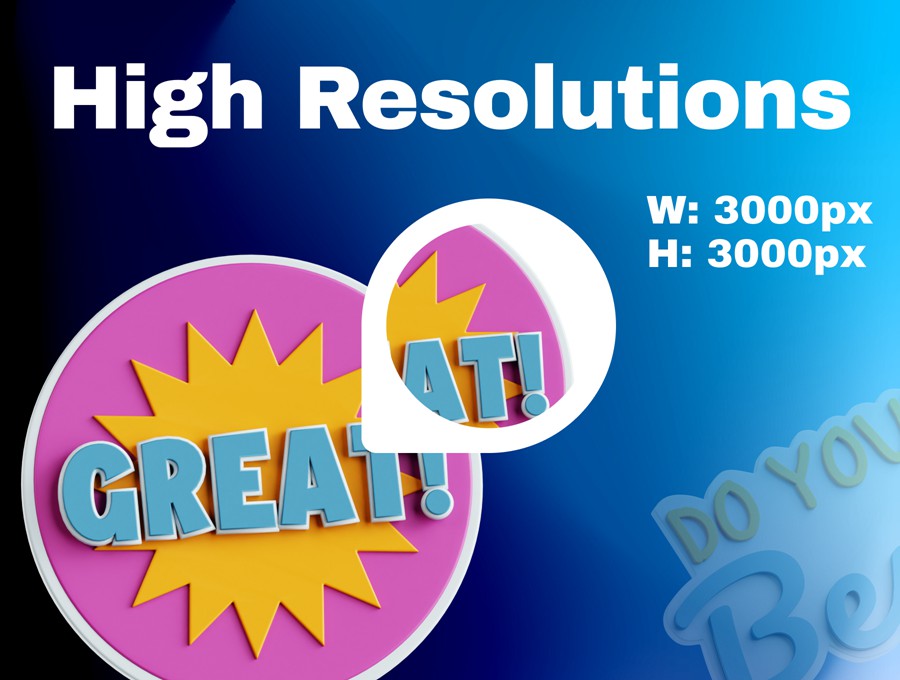 20款卡通趣味3D立体贴纸图标Icons设计Blender/OBJ/PNG格式素材 Positive Vibe 3D Icon Set 图标素材 sucaiwan.com