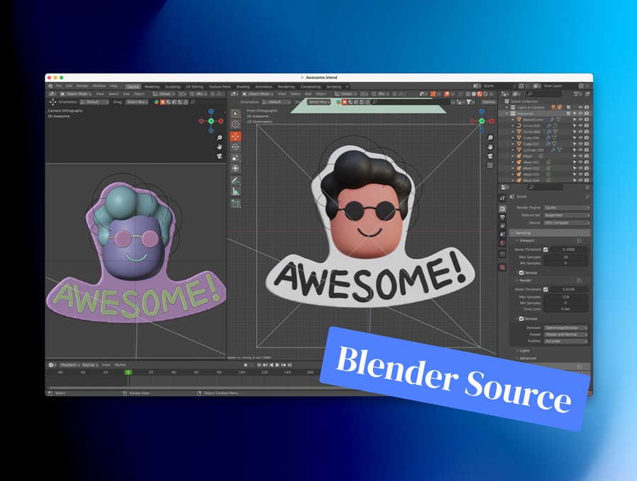 20款卡通趣味3D立体贴纸图标Icons设计Blender/OBJ/PNG格式素材 Positive Vibe 3D Icon Set 图标素材 sucaiwan.com