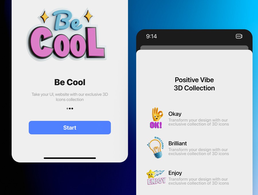 20款卡通趣味3D立体贴纸图标Icons设计Blender/OBJ/PNG格式素材 Positive Vibe 3D Icon Set 图标素材 sucaiwan.com