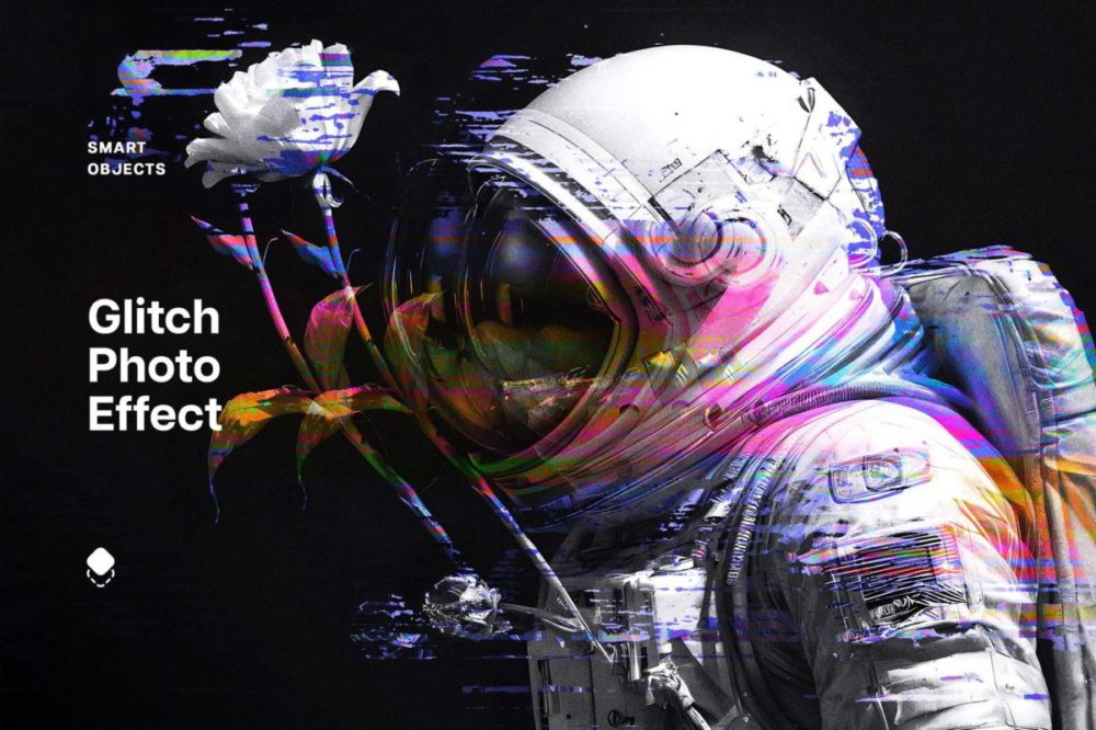 新潮VHS信号故障扭曲照片效果PS特效滤镜插件样机模板素材 Glitch Displacement Photo Effect 插件预设 sucaiwan.com