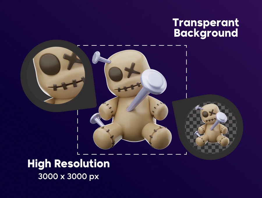 20款卡通趣味恐怖万圣节骷髅南瓜3D图标Icons设计Blender/PNG/OBJ/FBX格式素材 Halloween and Horror 3D Icon Pack 图标素材 sucaiwan.com