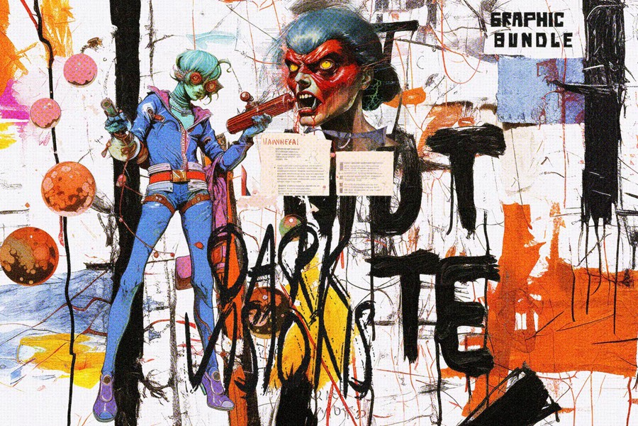 440多个复古Y2K迷幻主义拼贴艺术恐怖奇幻科幻未来暗黑街头涂鸦骷髅剪贴画PNG套装 Dark Visions – Graphic Bundle , 第2张-素材湾丨精选海外优质设计素材资源 440多个复古Y2K迷幻主义拼贴艺术恐怖奇幻科幻未来暗黑街头涂鸦骷髅剪贴画PNG套装 Dark Visions – Graphic Bundle , sucaiwan.com
