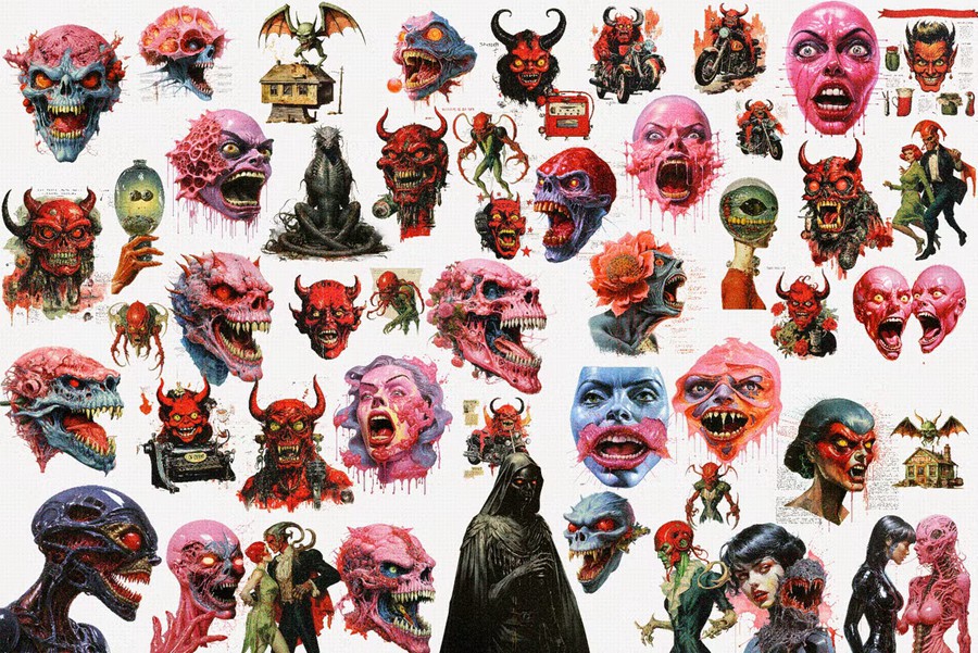 440多个复古Y2K迷幻主义拼贴艺术恐怖奇幻科幻未来暗黑街头涂鸦骷髅剪贴画PNG套装 Dark Visions – Graphic Bundle , 第23张-素材湾丨精选海外优质设计素材资源 440多个复古Y2K迷幻主义拼贴艺术恐怖奇幻科幻未来暗黑街头涂鸦骷髅剪贴画PNG套装 Dark Visions – Graphic Bundle , sucaiwan.com