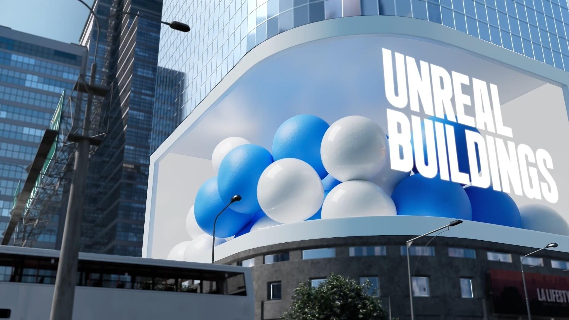 FCPX插件：4个超现实建筑裸眼3D虚拟投影渲染广告产品展示 Unreal Buildings , sucaiwan.com