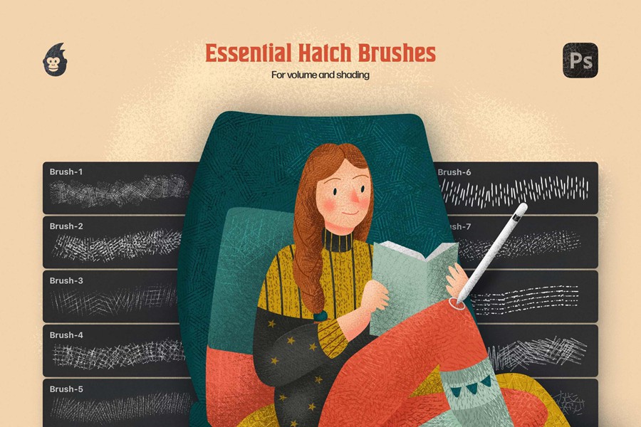 10款经典中国风插画点状铅笔素描阴影Ps笔刷画笔设计素材 Hatch Master Brushes for Photoshop 笔刷资源 第8张-素材湾丨精选海外优质设计素材资源 10款经典中国风插画点状铅笔素描阴影Ps笔刷画笔设计素材 Hatch Master Brushes for Photoshop 笔刷资源 sucaiwan.com