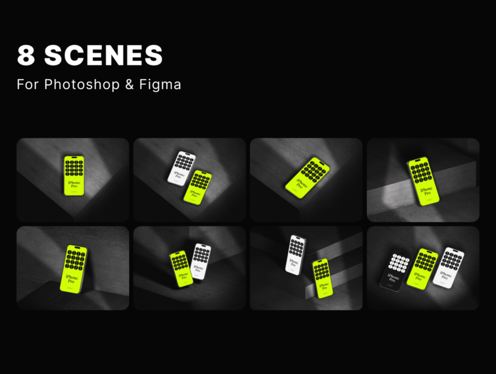 8款黑化风苹果iPhone 16 Pro手机APP UI界面设计展示效果图Ps/Figma贴图样机模板 iPhone 16 Pro Mockups Vol.02 样机素材 sucaiwan.com