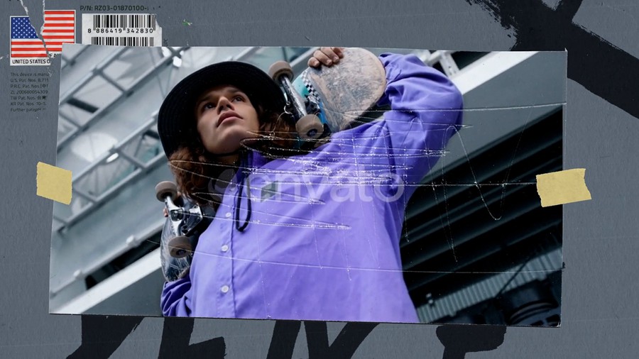 AE模板：4K混合媒体纸张胶带纹理拼贴风格外观音乐视频极限运动过渡模板 Mixed Media Collage Look 影视音频 sucaiwan.com