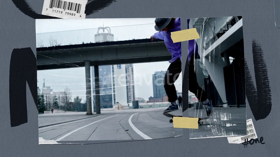 AE模板：4K混合媒体纸张胶带纹理拼贴风格外观音乐视频极限运动过渡模板 Mixed Media Collage Look 影视音频 sucaiwan.com