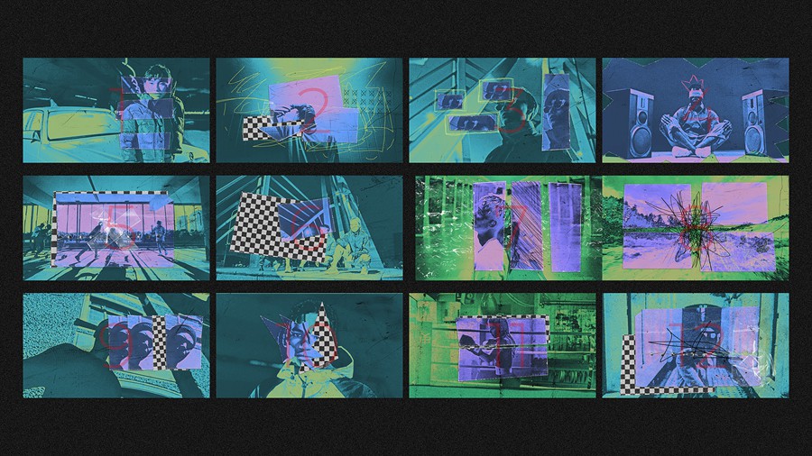 AE/PR Mogrt模板：12种4K时尚涂鸦美学音乐视频邋遢粗糙纸质纹理拼贴艺术转场过渡二合一模板+音效 Mixed Media Transitions 影视音频 sucaiwan.com