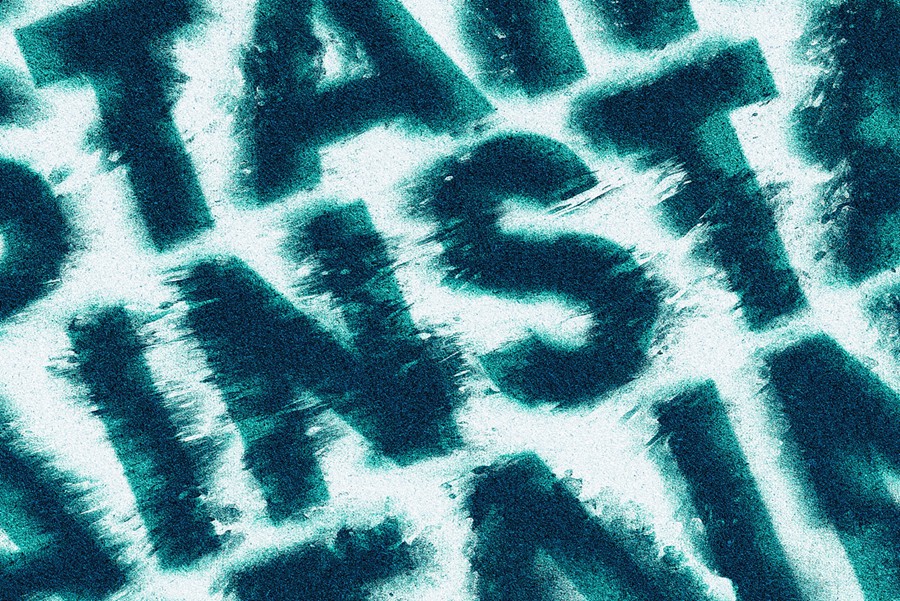 LOGO标识文字图形故障风粗糙磨损毛边纹理PS特效模板 Grunge Misprint Text & Logos Effect 插件预设 sucaiwan.com