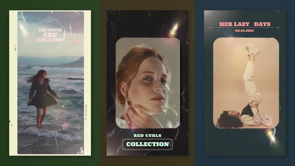 AE模板：10个复古老式胶片风格浪漫旅行短片竖屏边框短片模板 Instagram Stories: Vintage Memories , sucaiwan.com