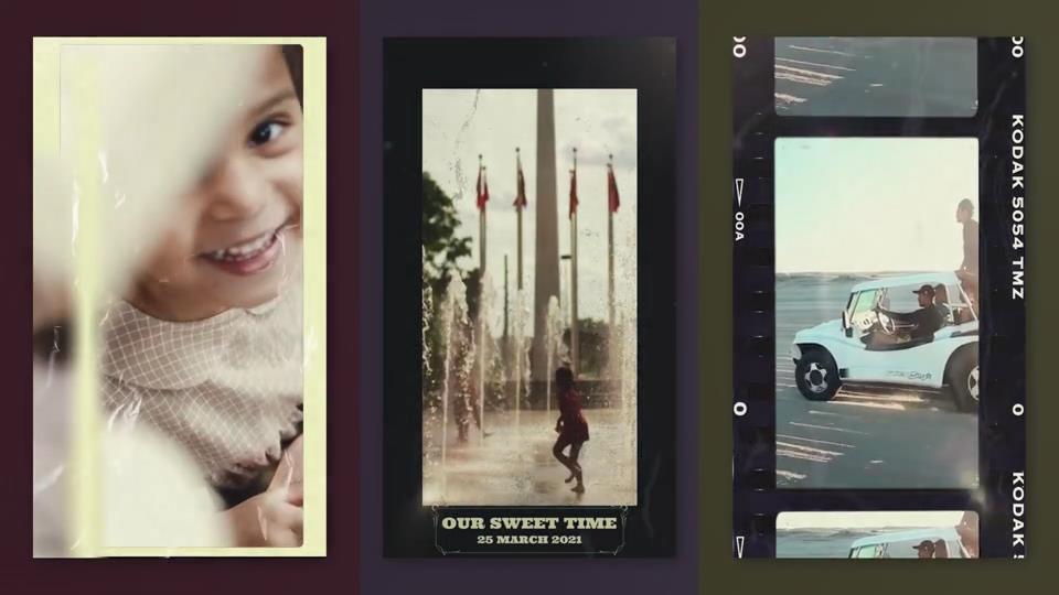 AE模板：10个复古老式胶片风格浪漫旅行短片竖屏边框短片模板 Instagram Stories: Vintage Memories , sucaiwan.com