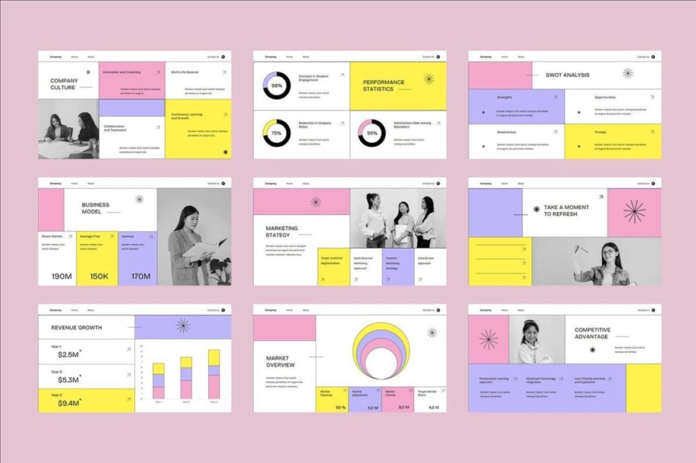 炫彩企业营销策划演示文稿设计ppt模版 Colorful Swiss Style Company Profile 002 幻灯图表 第5张-素材湾丨精选海外优质设计素材资源 炫彩企业营销策划演示文稿设计ppt模版 Colorful Swiss Style Company Profile 002 幻灯图表 sucaiwan.com