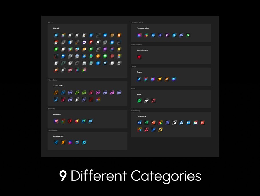 100+款高级苹果macOS操作系统APP应用程序图标Icons设计Figma格式素材 MacOS app icons set 图标素材 sucaiwan.com