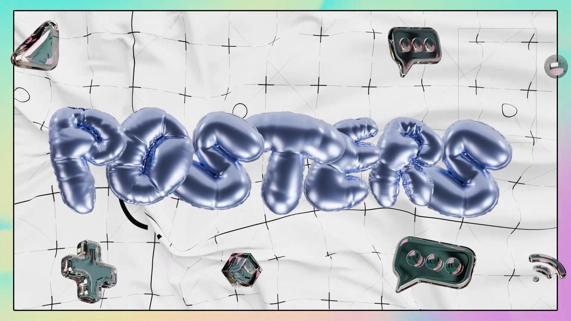 AE模板：49个动态立体3D趣味Y2K充气膨胀几何字母数字符号元素动画模板素材 , sucaiwan.com