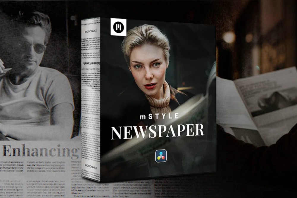 达芬奇预设 33组复古涂鸦叙事新闻时事标题视频叠加过渡转场特效包 MotionVFX – mStyle Newspaper Davinci Resolve 插件预设 sucaiwan.com