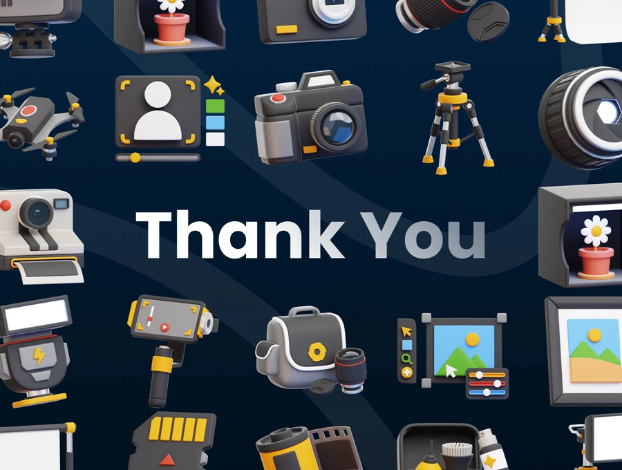 20款质感摄影拍摄相机设备3D立体图标Icons设计Blender/FBX/PNG格式素材 Photography 3D Icon Set 图标素材 sucaiwan.com